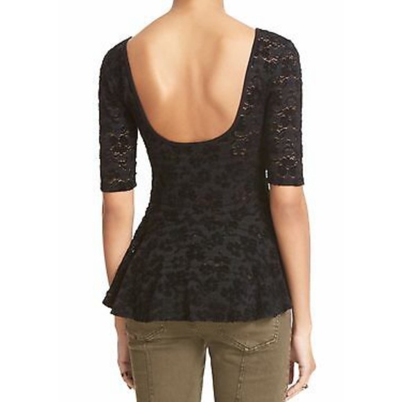 NWT Free People Lace Peplum Scoop Back Top - Picture 3 of 10
